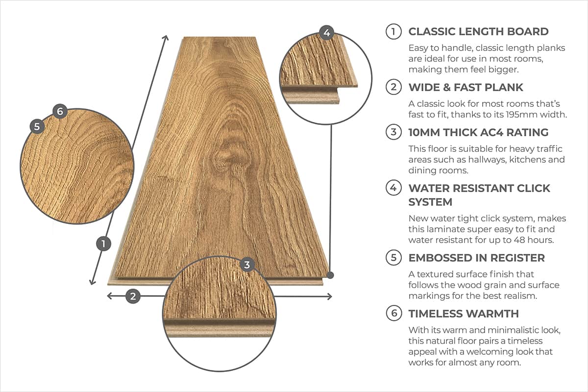 Aqualock 10mm Laminate Flooring Almond Oak - Image 6