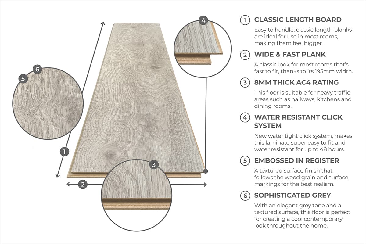 Aqualock 8mm Laminate Flooring Silver Oak - Image 7