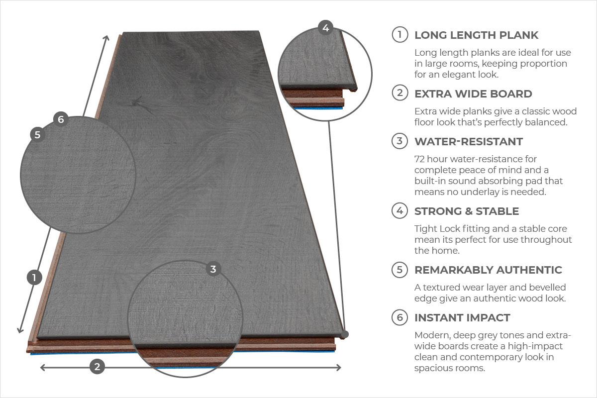 Audacity 12mm Laminate Adrift Oak Built-in Underlay - Image 5