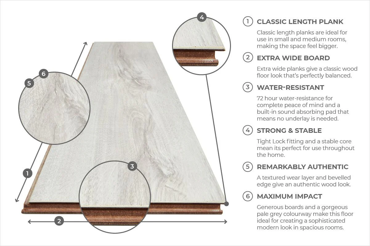 Audacity 12mm Laminate Cove Oak Built-in Underlay - Image 5