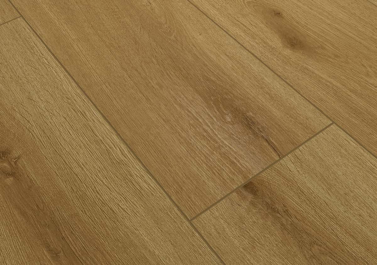 Audacity 12mm Laminate Flooring Brown Sugar Oak Built-in Underlay - Image 3