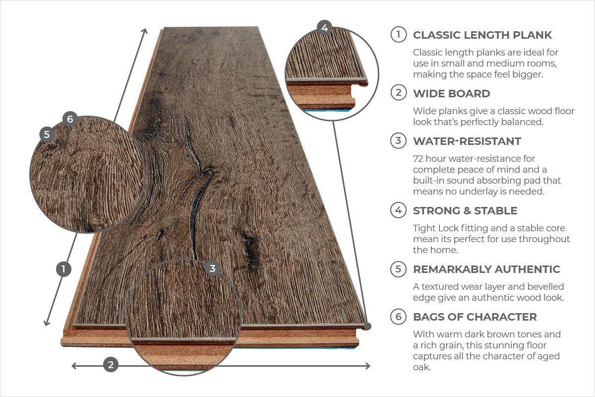 Audacity 12mm Laminate Homestead Oak Built-in Underlay - Image 5