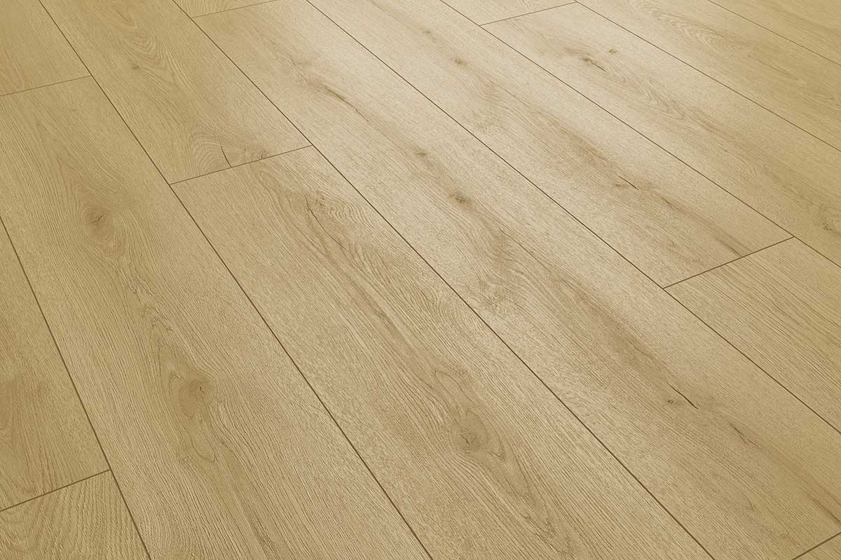 Audacity 12mm Laminate Flooring Light Beige Oak Built-in Underlay - Image 4