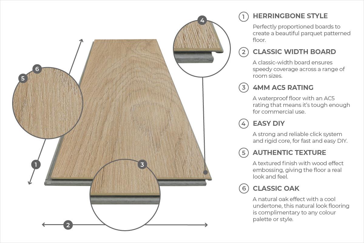 Audacity Classic Oak Herringbone Rigid Core Click Luxury Vinyl Flooring - Image 5