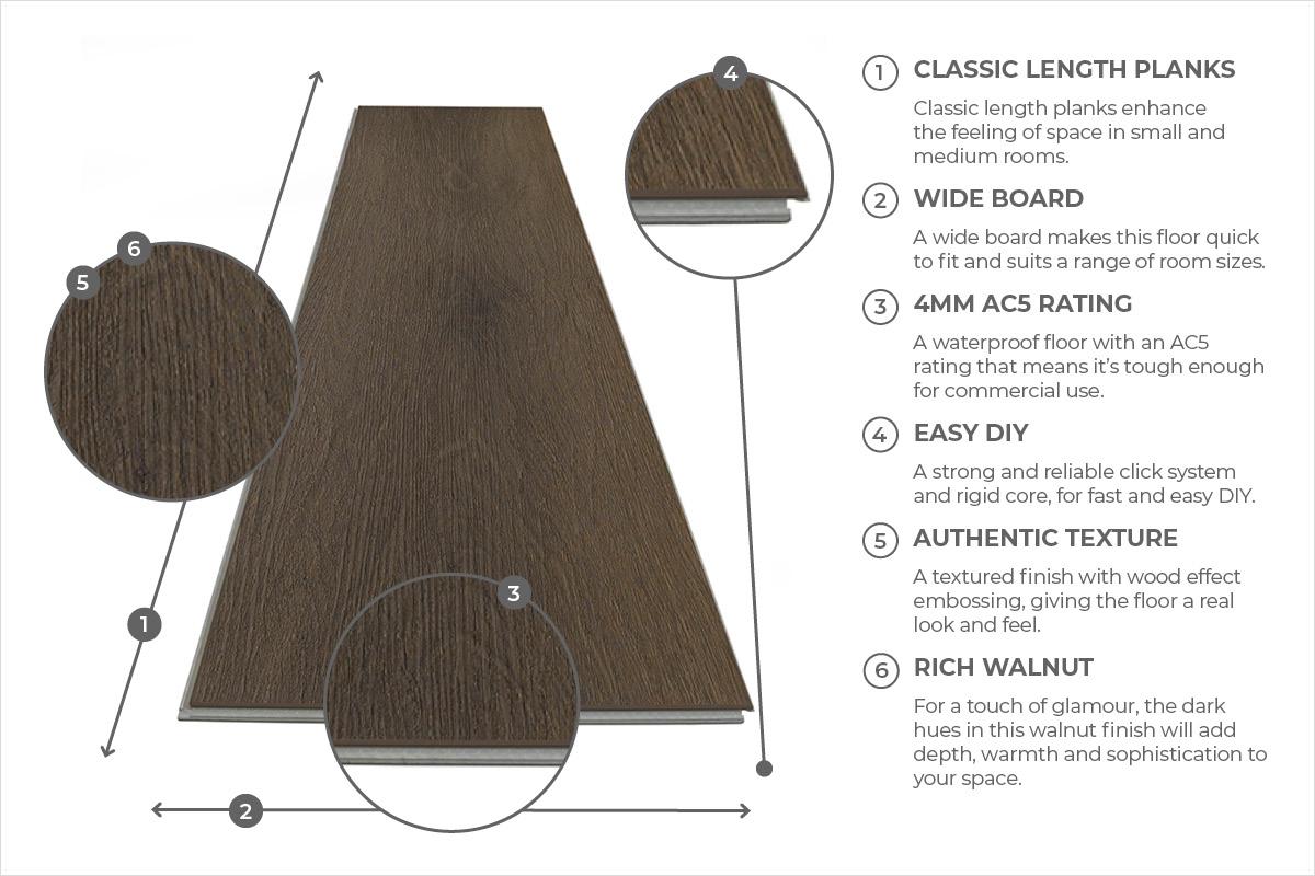 Audacity Walnut Plank Luxury Rigid Core Click Vinyl Flooring - Image 7