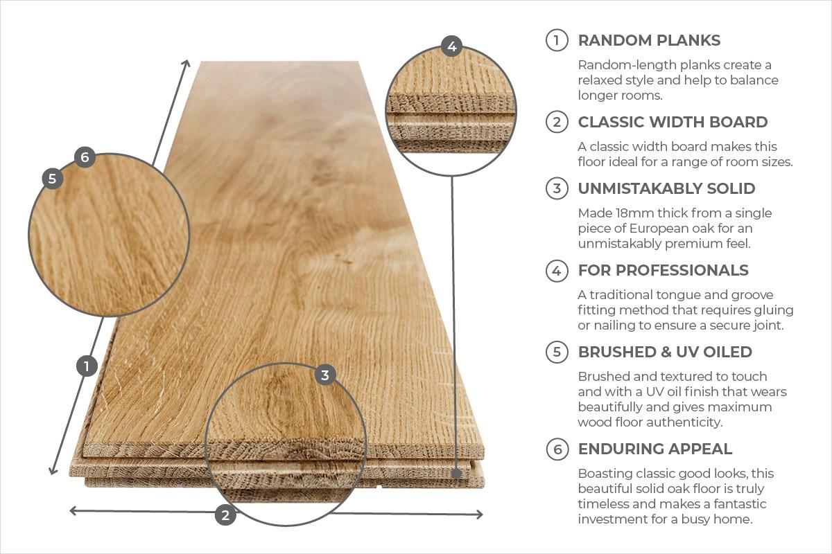 Galleria Professional Solid European Rustic Oak Flooring 18mm x 150mm Natural Brushed & Oiled - Image 7