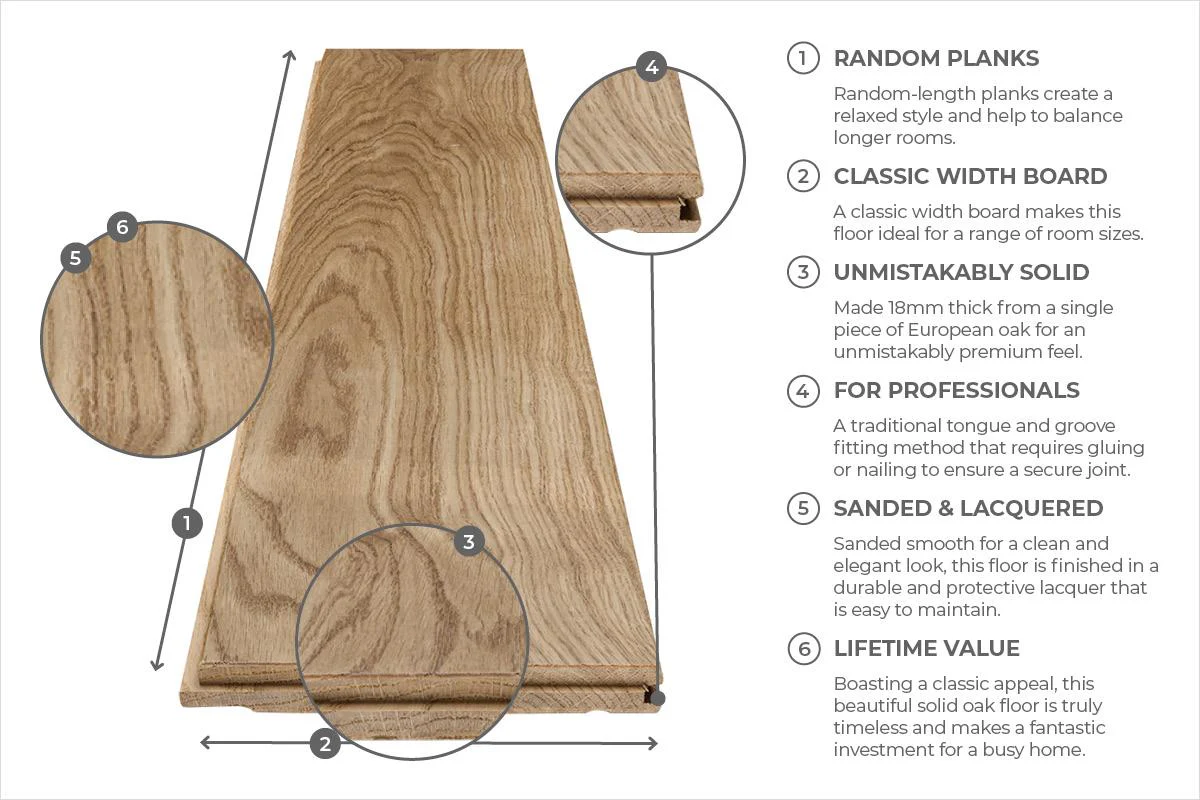 Galleria Professional Solid European Rustic Oak Flooring 18mm x 150mm Natural Lacquered - Image 7