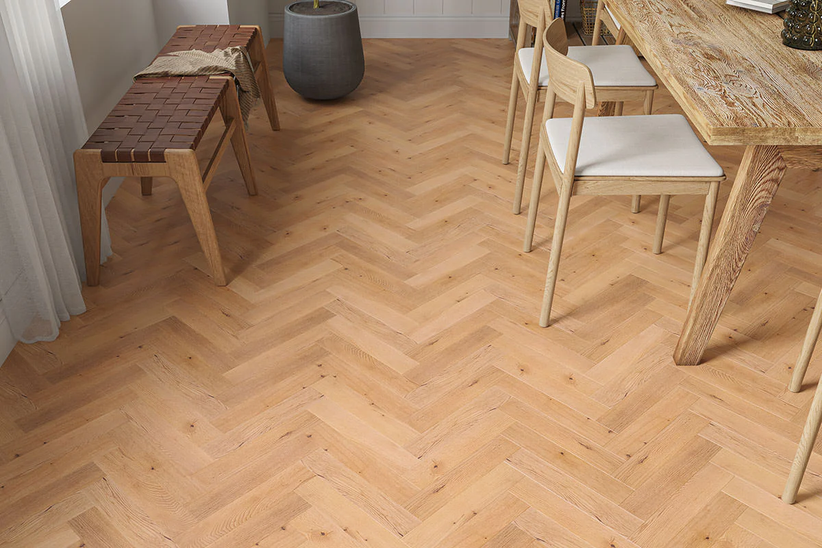 Galleria Professional Solid European Rustic Oak Herringbone Flooring 18mm x 70mm Natural UV Lacquered - Image 3