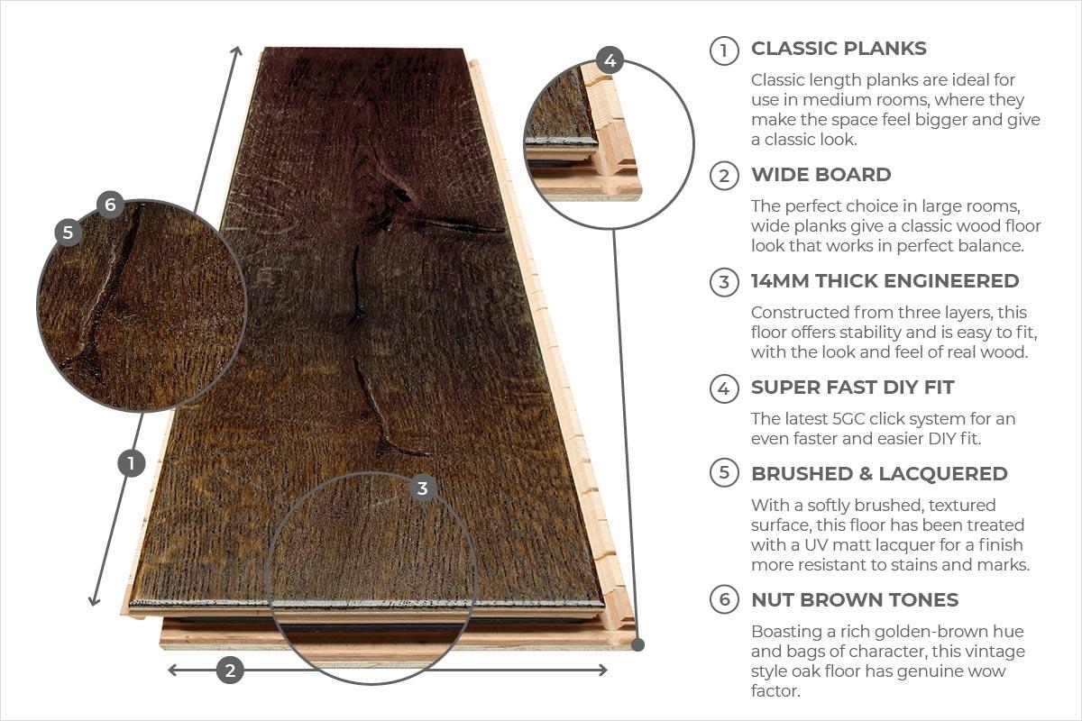 Home Choice Engineered European Rustic Oak Flooring 14mm x 180mm Marsala Brushed Matt Lacquered - Image 7