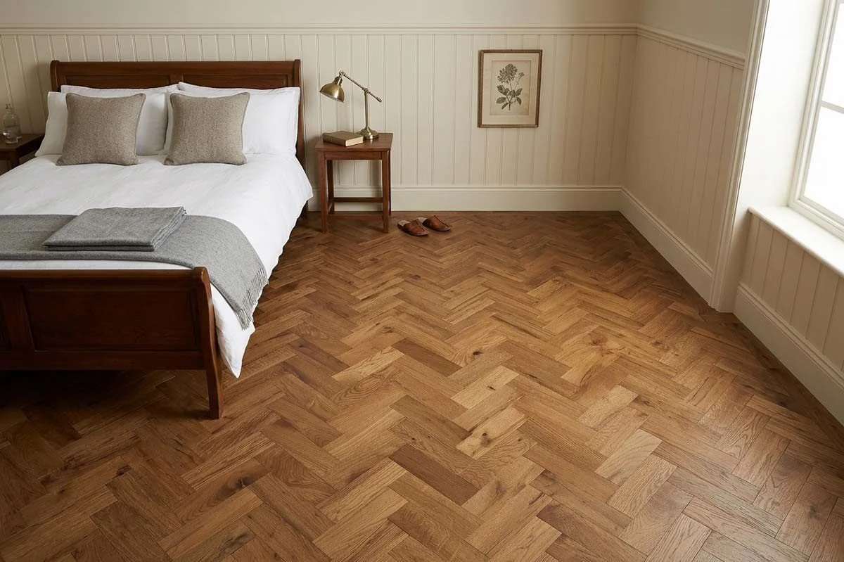 Home Choice Engineered Rustic Oak Herringbone 10mm x 90mm Butterscotch Brushed UV Lacquered - Image 3