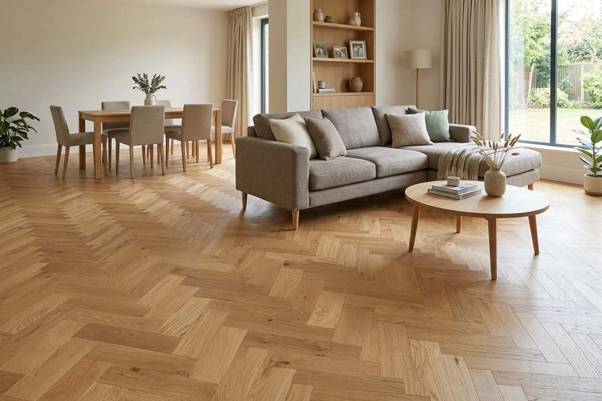 Home Choice Engineered Rustic Oak Herringbone 10mm x 90mm Natural UV Oiled - Image 3