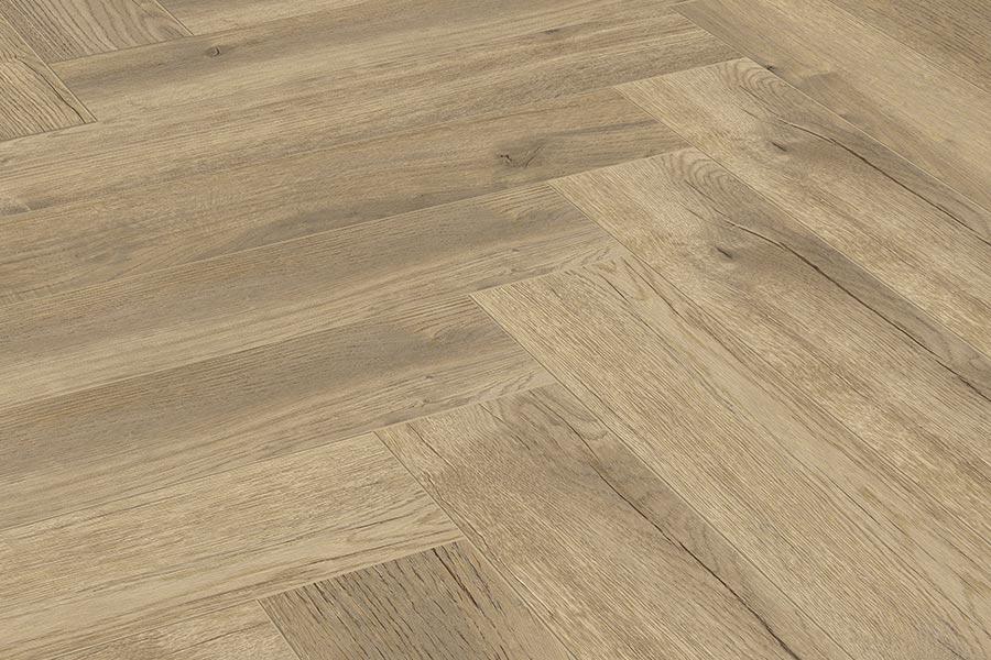 Series Woods 8mm Herringbone Laminate Flooring Gentle Gold Oak - Image 3