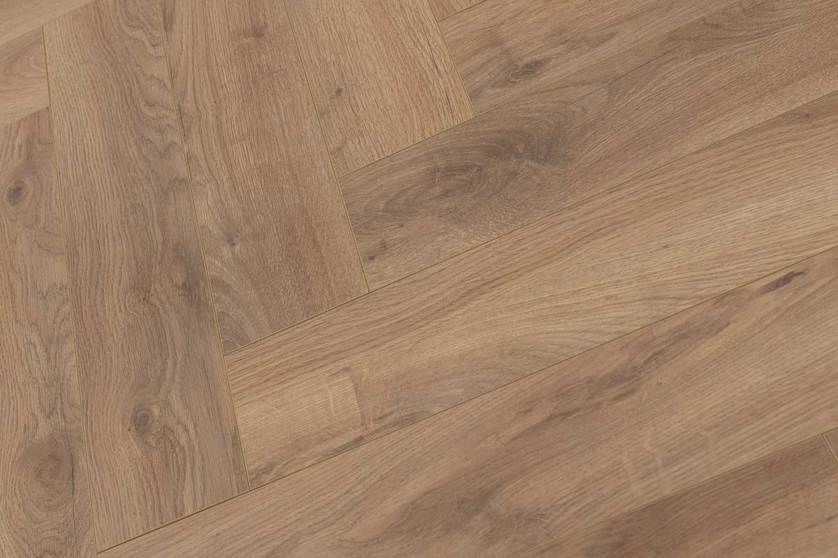 Series Woods 8mm Herringbone Laminate Flooring Golden Oak - Image 2