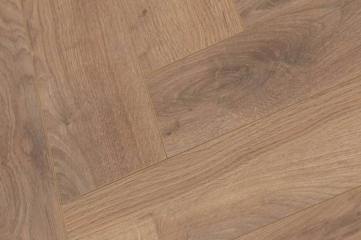 Series Woods 8mm Herringbone Laminate Flooring Golden Oak - Image 3