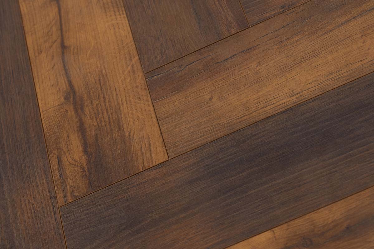 Series Woods 8mm Herringbone Laminate Flooring Praline Oak - Image 3