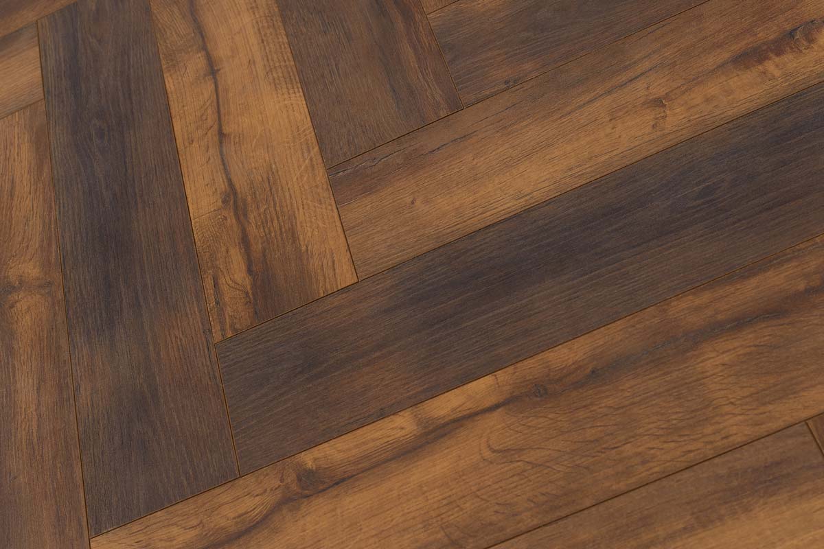 Series Woods 8mm Herringbone Laminate Flooring Praline Oak - Image 4