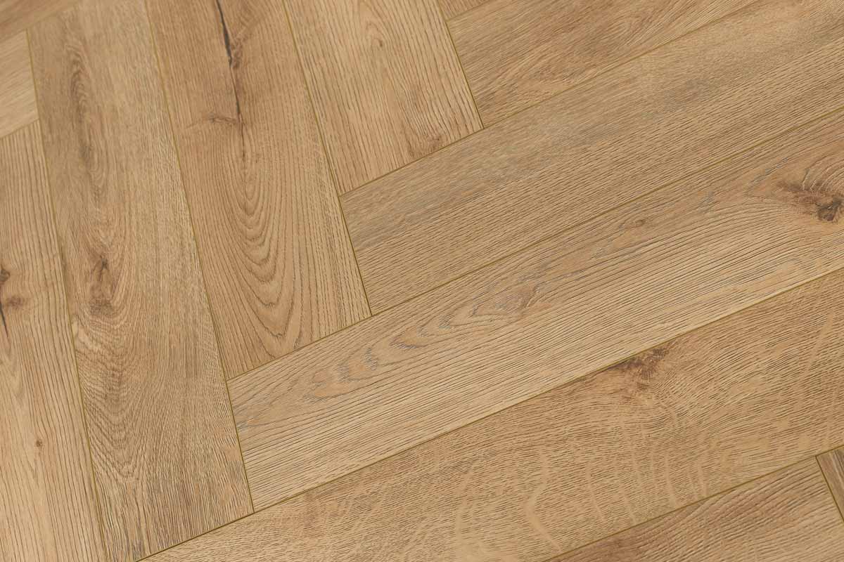 Series Woods 8mm Herringbone Laminate Flooring Sand Oak - Image 2