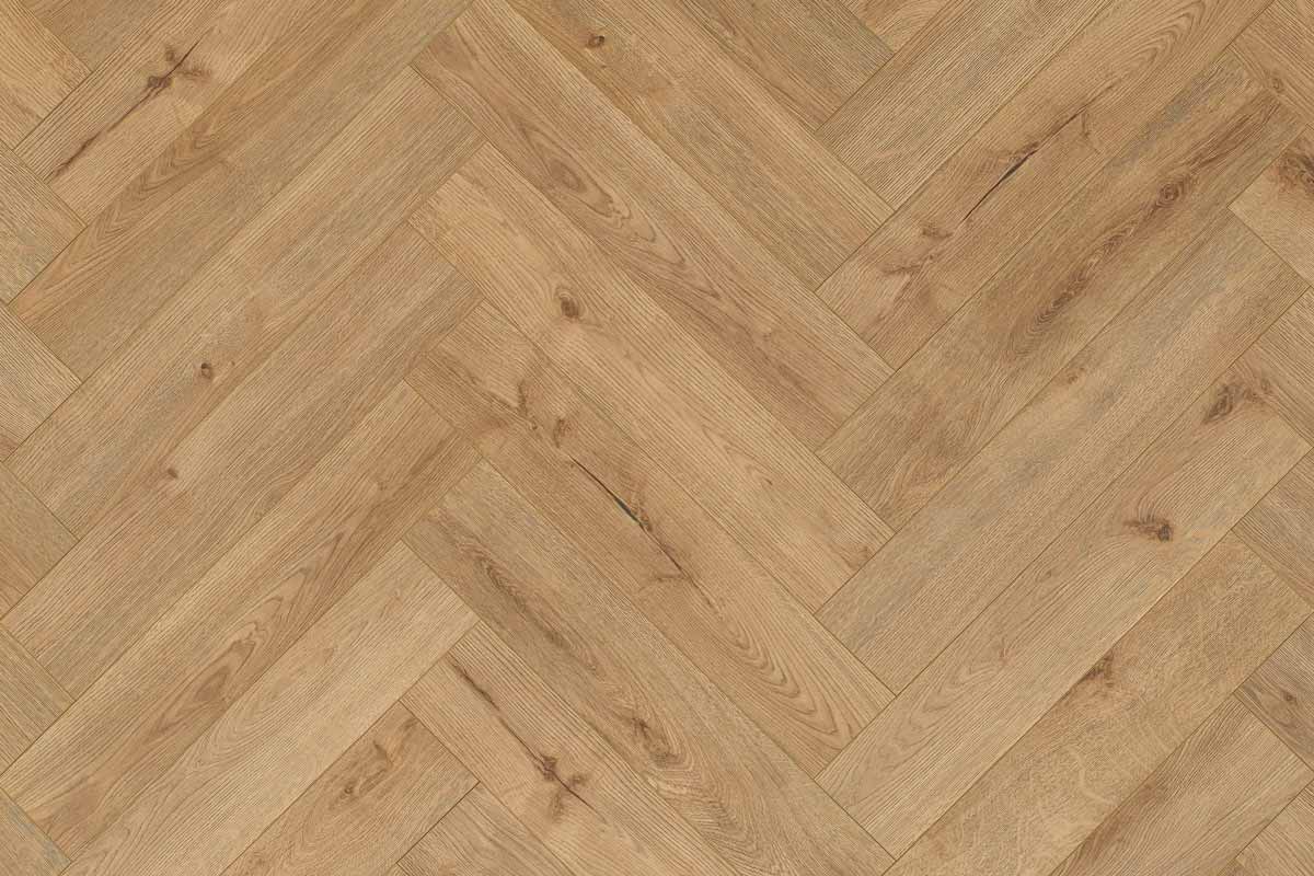 Series Woods 8mm Herringbone Laminate Flooring Sand Oak - Image 4