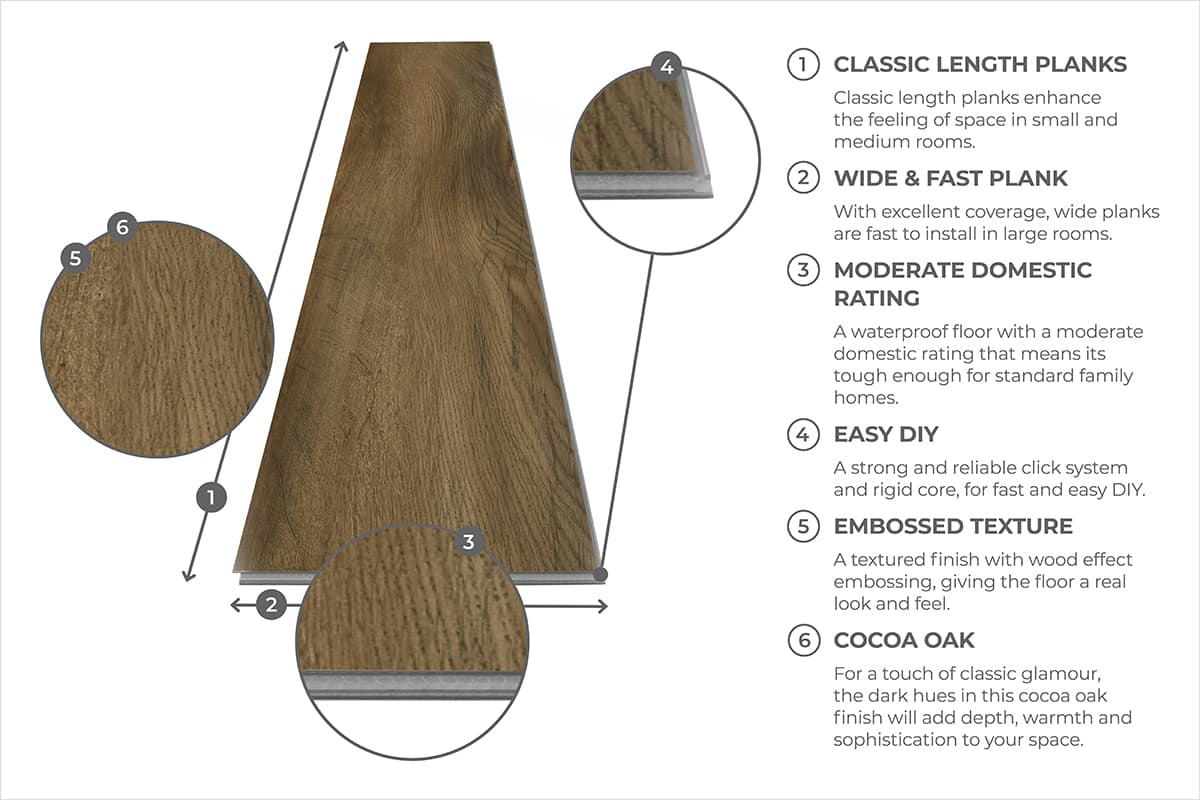 Spectra Luxury Acoustic Rigid Core Click Vinyl Cocoa Oak Plank Built-in Underlay - Image 5