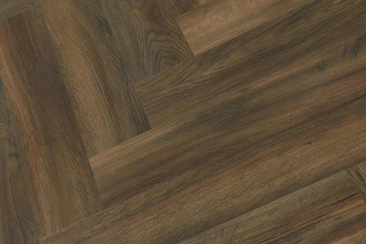 Spectra Luxury Gluedown Vinyl Flooring Mocha Grain Oak Herringbone - Image 2