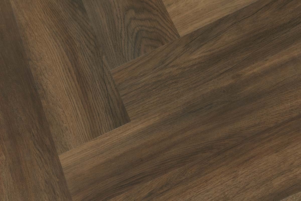 Spectra Luxury Gluedown Vinyl Flooring Mocha Grain Oak Herringbone - Image 3