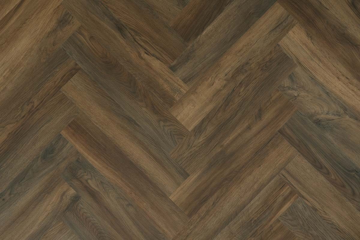 Spectra Luxury Gluedown Vinyl Flooring Mocha Grain Oak Herringbone - Image 4