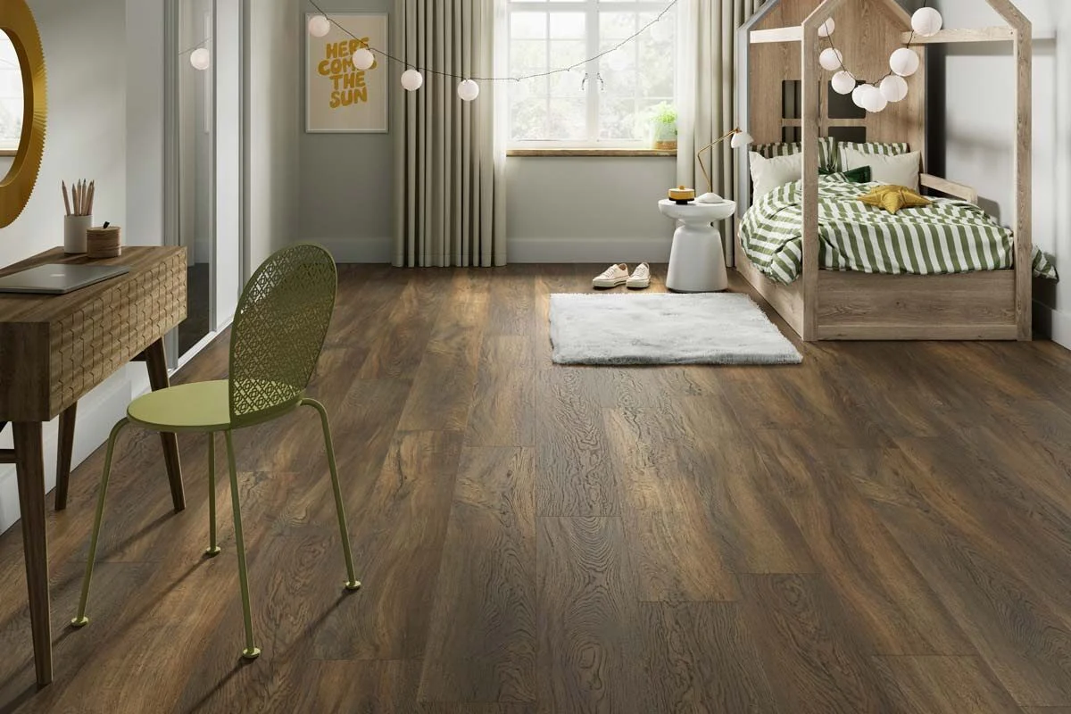 Spectra Luxury Gluedown Vinyl Flooring Mocha Grain Oak Plank