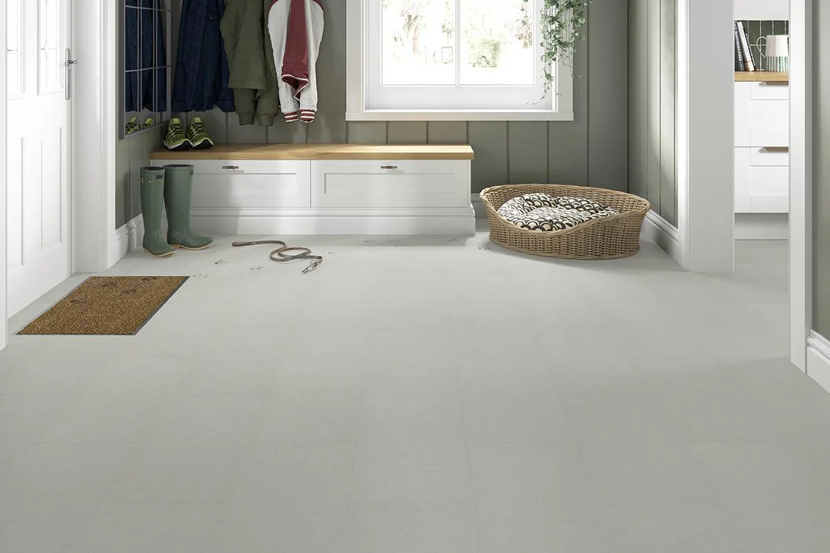 Spectra Luxury Rigid Core Click Vinyl Oyster White Tile Built-in Underlay