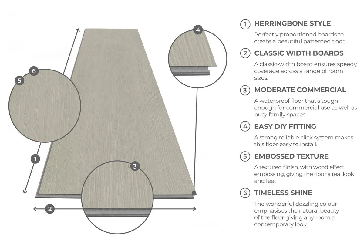 Spectra Luxury Rigid Core Click Vinyl Pearl Oak Herringbone Built-in Underlay - Image 5