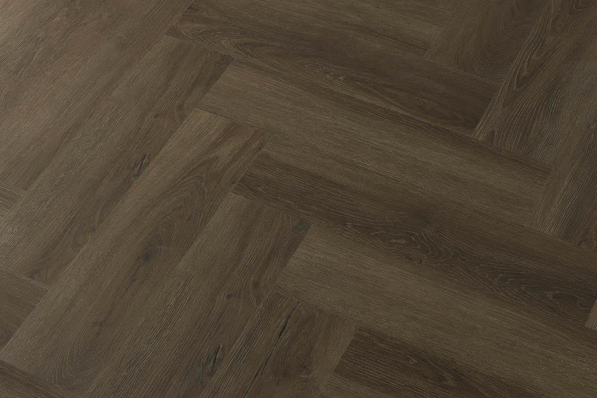 Spectra Luxury Rigid Core Click Vinyl Rich Chocolate Brown Herringbone Built-in Underlay - Image 2