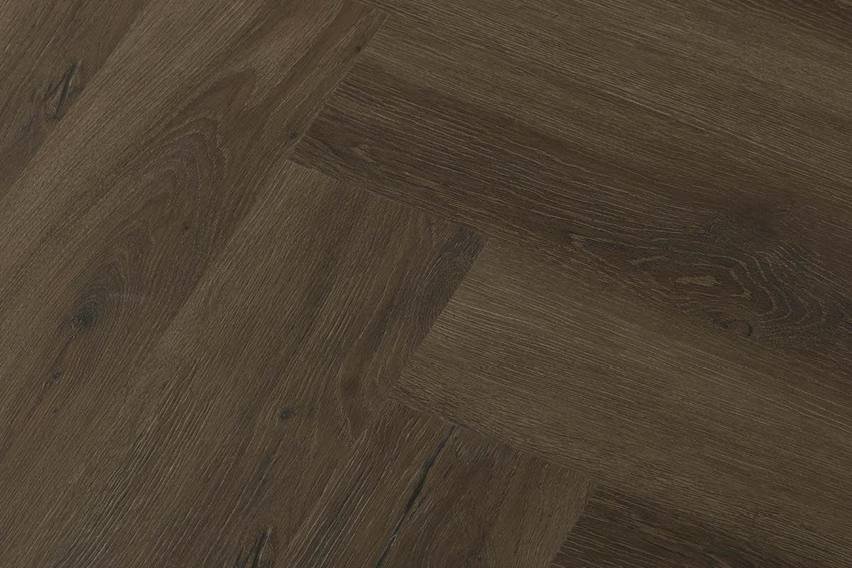 Spectra Luxury Rigid Core Click Vinyl Rich Chocolate Brown Herringbone Built-in Underlay - Image 3