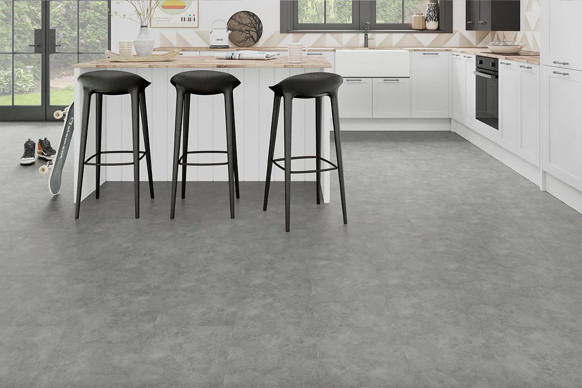 Spectra Luxury Rigid Core Click Vinyl Smoke Grey Tile Built-in Underlay