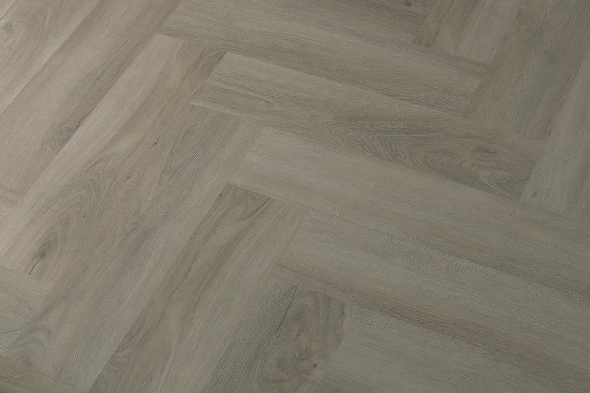 Spectra Luxury Rigid Core Click Vinyl Soft Pebble Grey Herringbone Built-in Underlay - Image 2