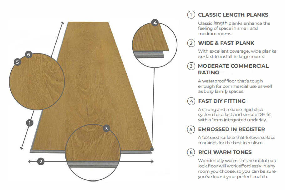 Spectra Luxury Rigid Core Click Vinyl Warm Oak Plank Built-in Underlay - Image 5